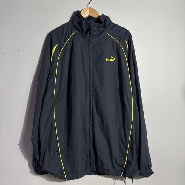 푸마 네이비 옐로우 라인 바람막이 자켓 (무료배송)