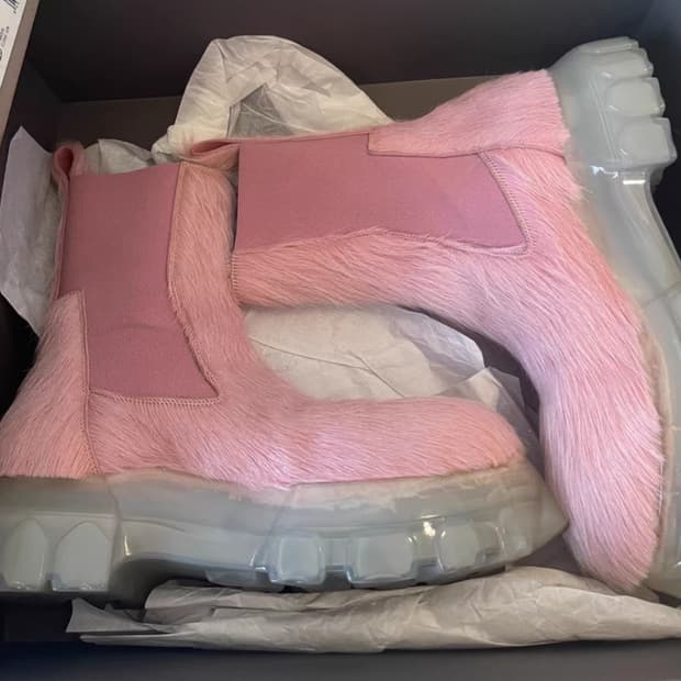 릭오웬스 보조 트랙터 카프헤어 더티 핑크 EU41