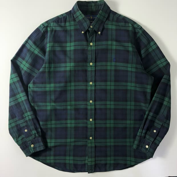 Polo  폴로 랄프로렌 자수 코튼 그린 타탄체크 셔츠