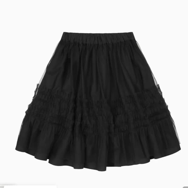 오헤시오 LAYERED SHEER FRILL SKIRT, BLACK