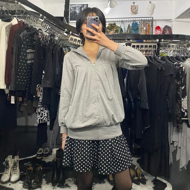 Sorridere 핀턱 롱 후드집업