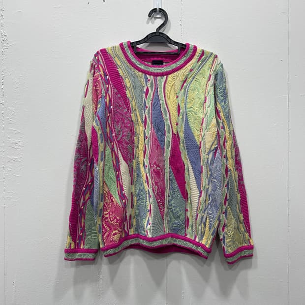 Vintage 쿠지스타일 에스닉 멀티컬러 케이블니트