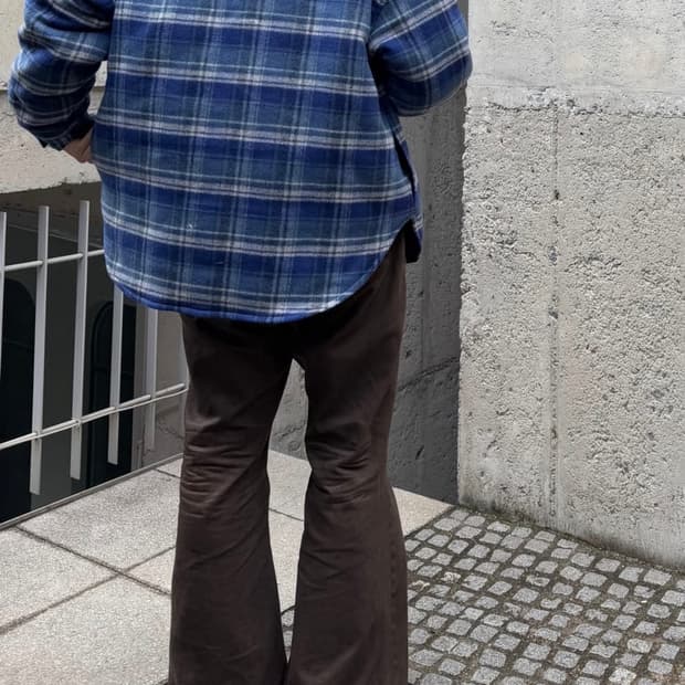 [L] STU 에스티유 패디드 체크 셔츠 블루