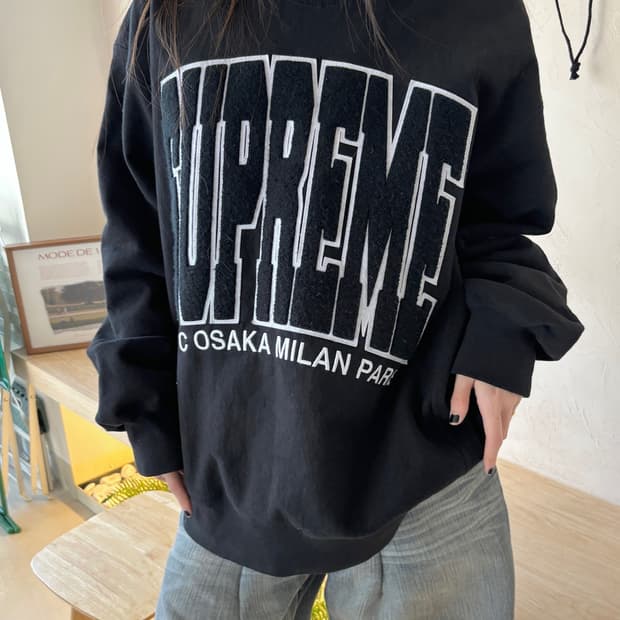 SUPREME 시티스 아크 크루넥 블랙 맨투맨 스웻셔츠 