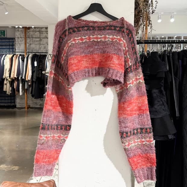 퍼버즈 멀티컬러 블렌드 보더 니트