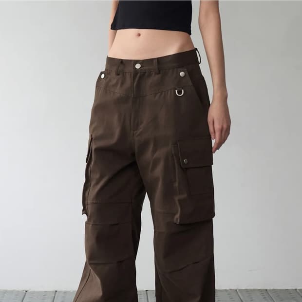 락케이크 오픈포켓 카고 팬츠 브라운