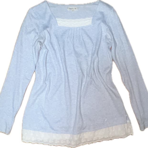 모리걸 파스텔블루 레이스 롱슬리브탑