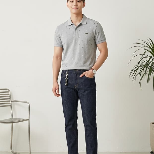 라코스테 그레이 패턴 반팔 카라티