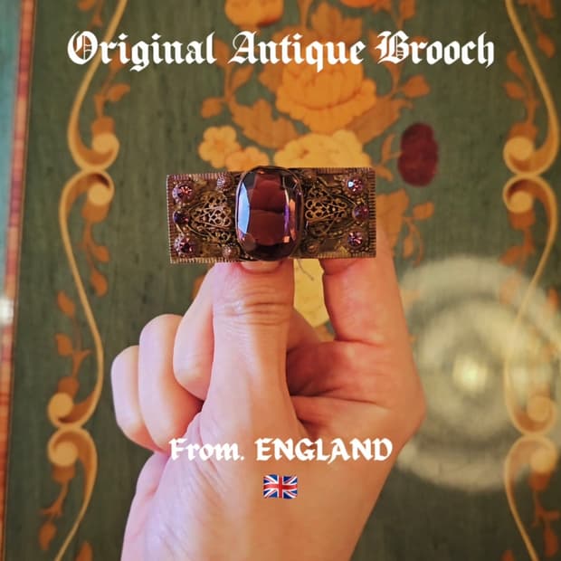 오리지널 영국 앤틱 퍼플 브로치