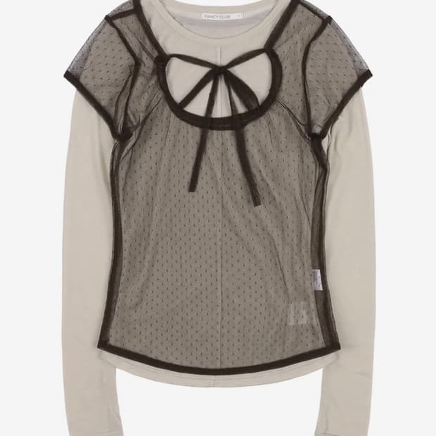 팬시클럽 도트 레이어드 롱슬리브