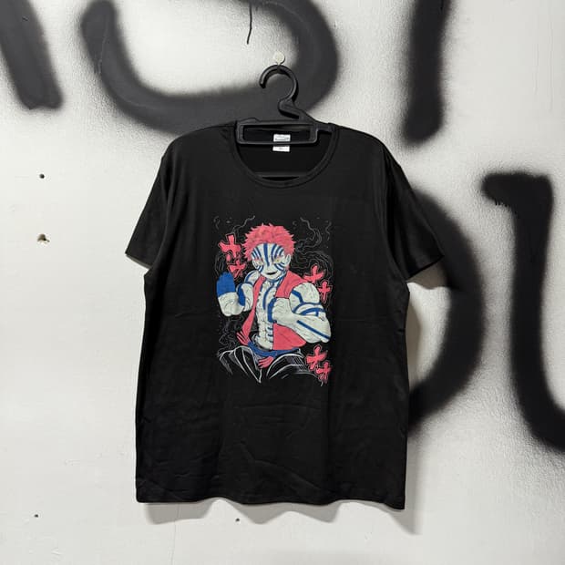 VTG 빈티지 귀멸의 칼날 아카자 빅 프린팅 반팔 티셔츠