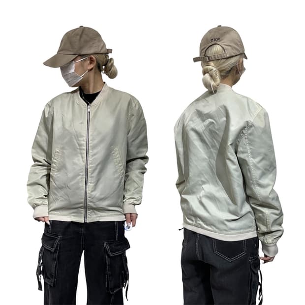 일본 빈티지 MNGU 베이지 마원 항공 잠바 블루종 자켓 S