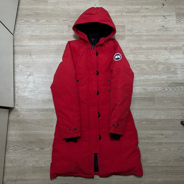 캐나다구스 여성 덕다운 후드 켄싱턴 파카 롱패딩 점퍼 [레드] S/90