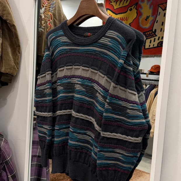 Vtg 멀티 컬러 케이블 니트 (made in Japan)