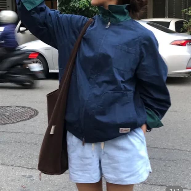 앤유 베릭 가먼트 워싱 블루종 점퍼