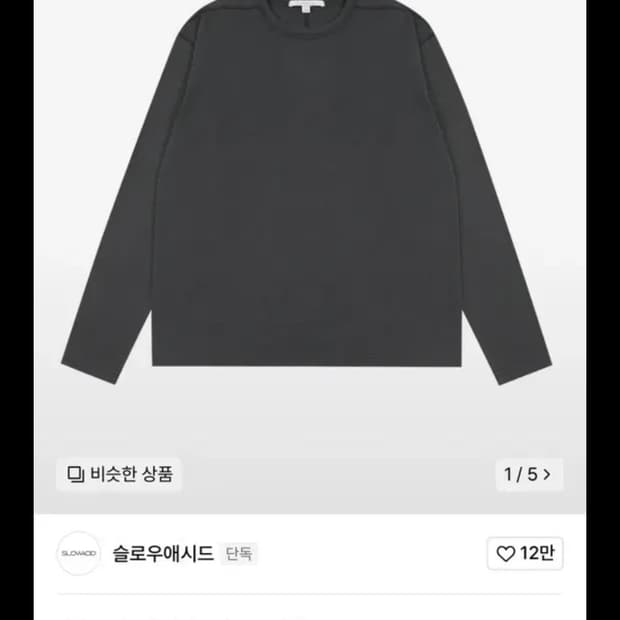 슬로우애시드 롱슬리브 티셔츠 차콜