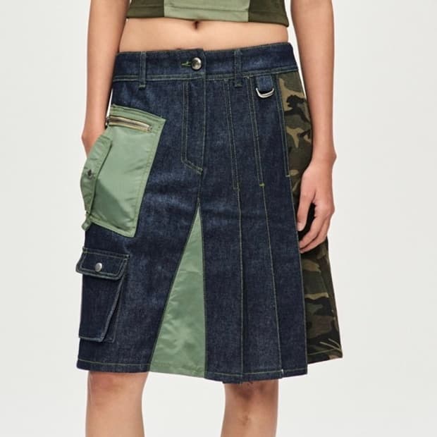 Andersson Bell Denim Nylon Mixed Skirt