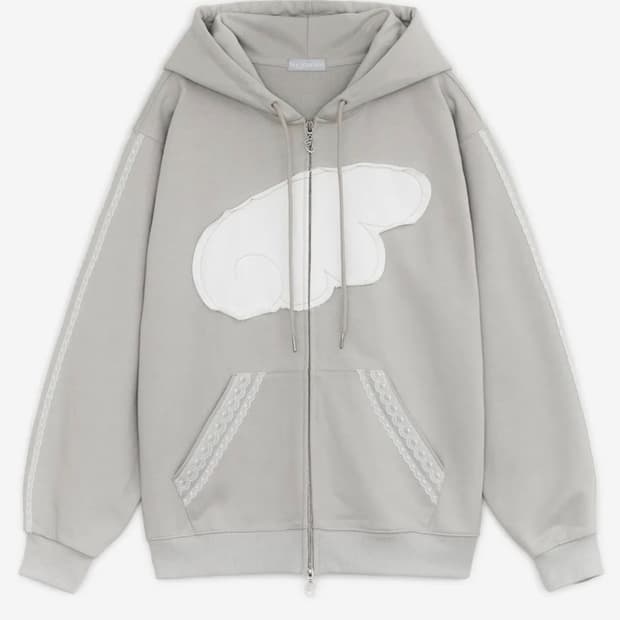 허그유어스킨 윙 레이스 후드집업