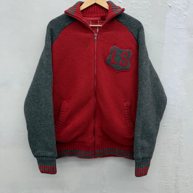 리바이스 00s 쉴드패치 헤비 울 니트집업