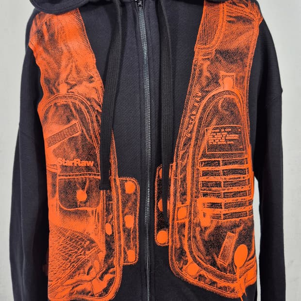 G-STAR 블랙 후드집업 프린팅(M)