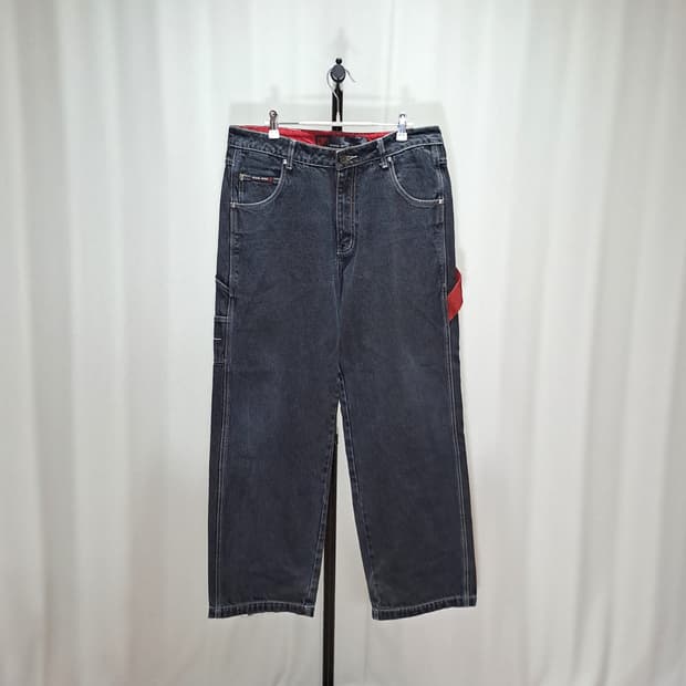 (택포) 칼카니 워시드 그레이 레드 카펜터 데님팬츠 34 B618