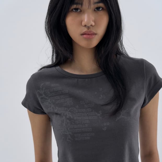 웰빙익스프레스Message Vine Half Sleeve Charcoal