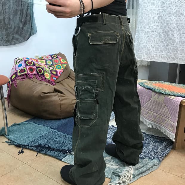 Sports k-i jeans 빈티지 포켓 디테일 카고팬츠 