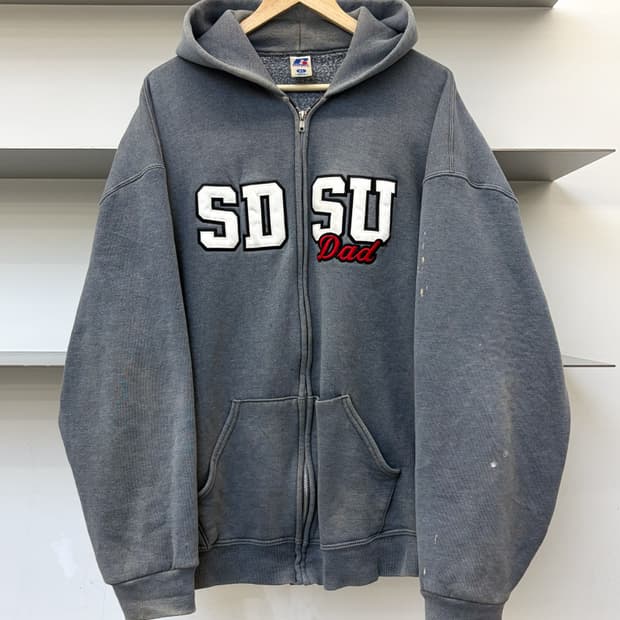 러셀 어슬레틱 90-00s SDSU D AD 페이드 후드집업