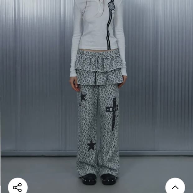 셋업이엑스이 레오파드 프릴팬츠