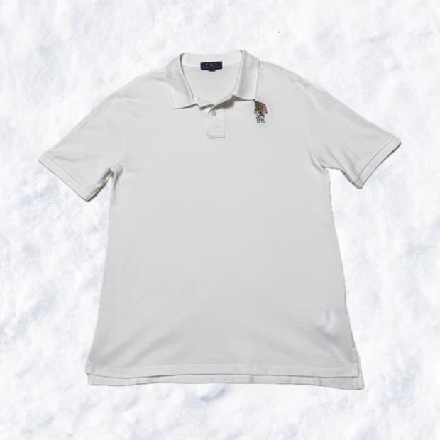 폴로 랄프로렌 성조기 테디베어 화이트 카라 반팔