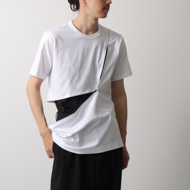 [M,L,XL]꼼데가르송 26ss 지퍼 티셔츠/화이트