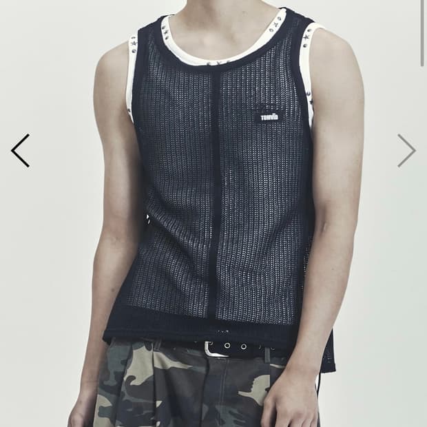 톰비드 블랙 메쉬 레이어 슬리브리스