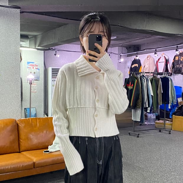 마뗑킴 아이보리 니트 버튼 가디건 B4580