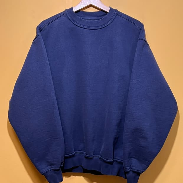 90's [L] PLUMA 러셀 무지 스웻셔츠 블루 네이비 코튼