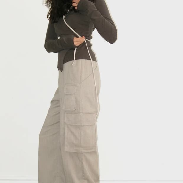 폴리수엠 헤링본 카고 팬츠 베이지 1사이즈