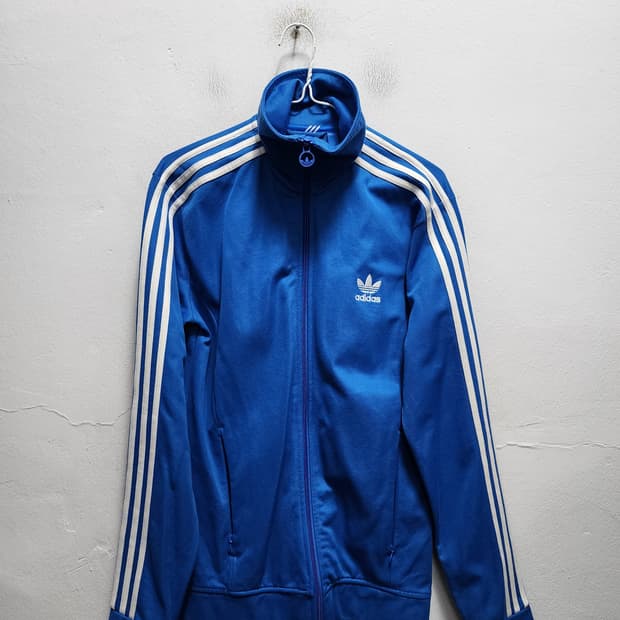 아디다스 파란색 유로파 삼선 트랙탑