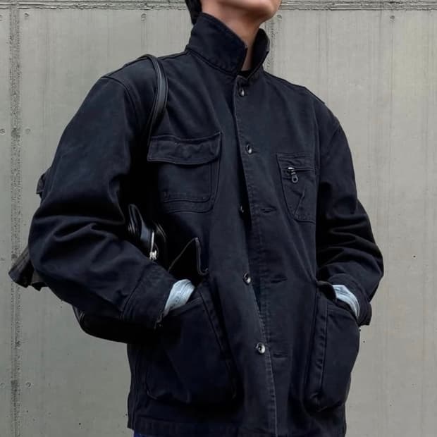 [새상품]쿠어 오버 다이드 커버올 자켓 워시드 차콜S