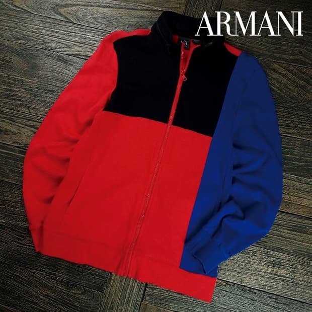 [아르마니] 멀티 컬러 블럭 배색 스웻 집업 자켓 P01538