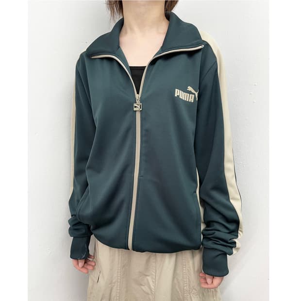 퓨마 카키 사이드라인 트랙탑