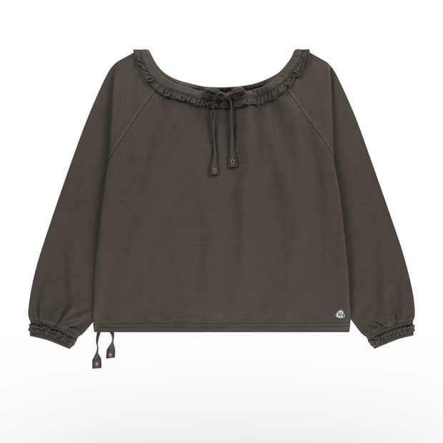 (새상품/사이즈1) 코이세이오 드로우스트링 롱슬리브 차콜