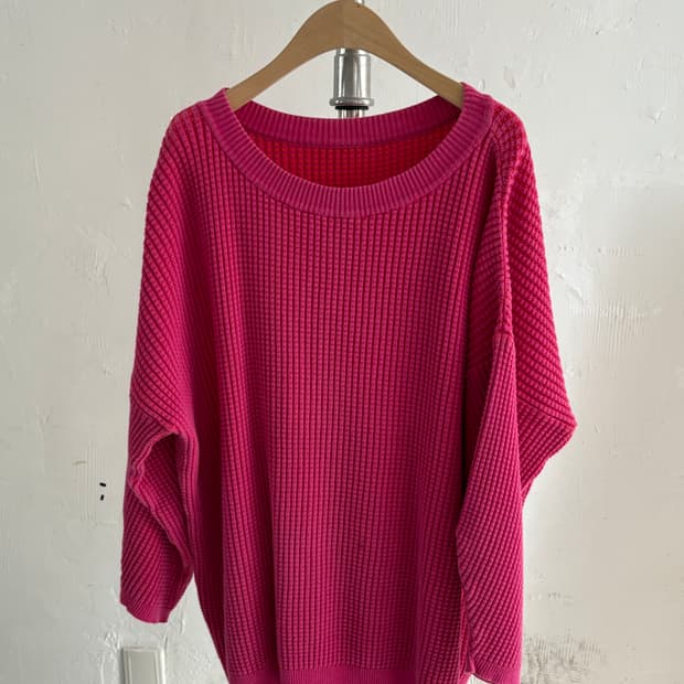 Issey Miyake 이세이미야케 딥 핑크 와플 니트