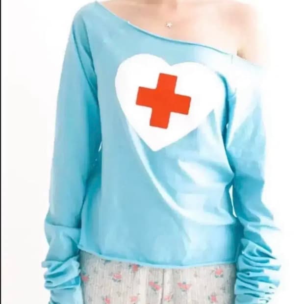 샵페어리 하트 컷 오프 티셔츠 민트