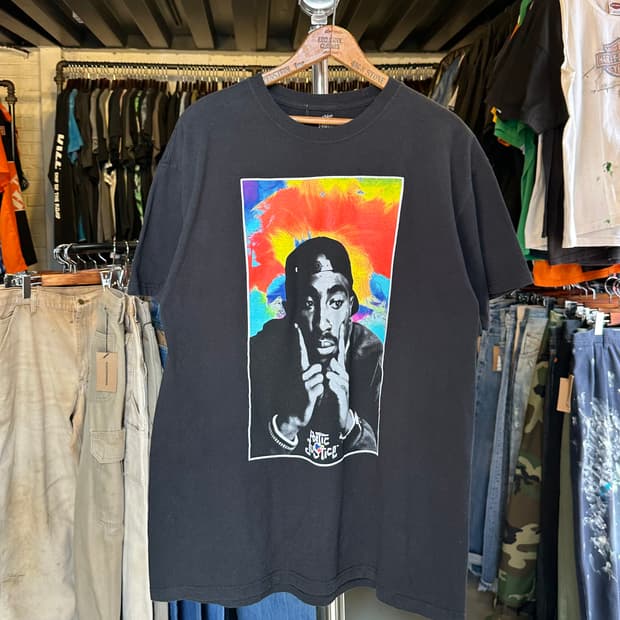 투팍 2pac 래퍼 프린팅 티셔츠