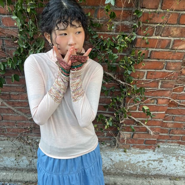 소매 워머 포인트 하이넥