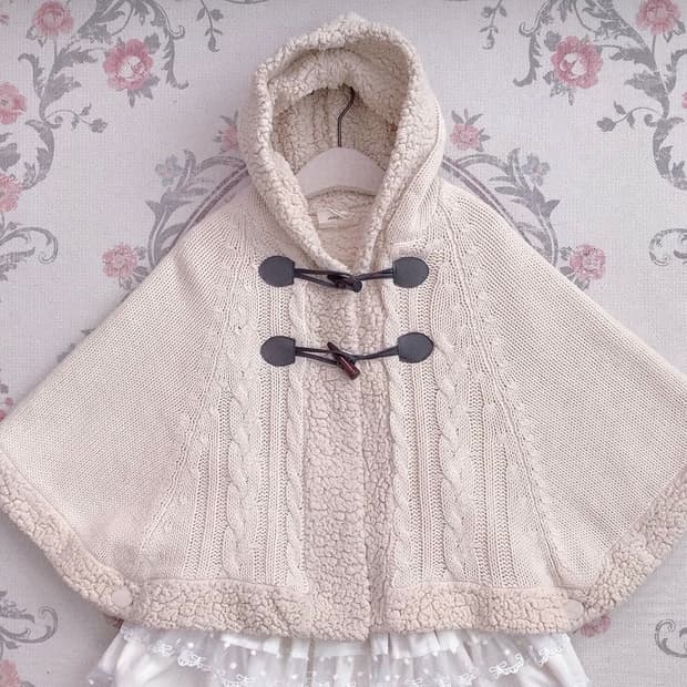 뽀글이 니트 떡볶이 케이프 망토 판초 판쵸 모리걸 히메카지 로걀 빈티지