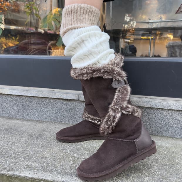 00s BEARPAW 스웨이드 핀터레스트 퍼 트림 어그 부츠