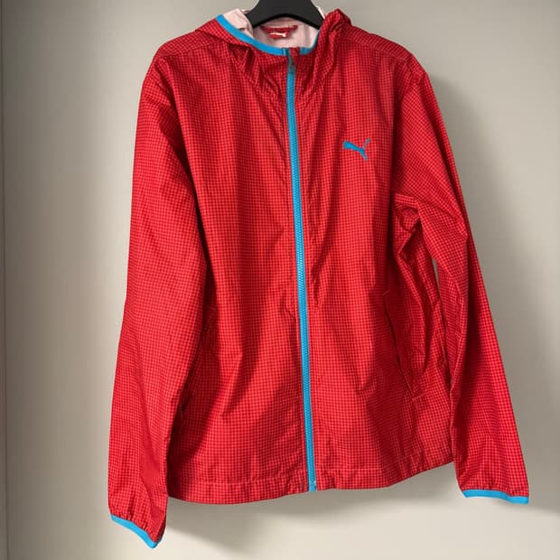 PUMA red check windbreaker S