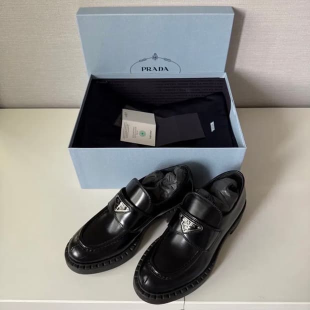 프라다 초콜릿 브러쉬드 로퍼 여성 37 240mm