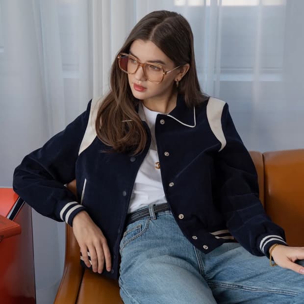 VANONE ATELIER 코듀로이 바시티 자켓 (Deep Navy)