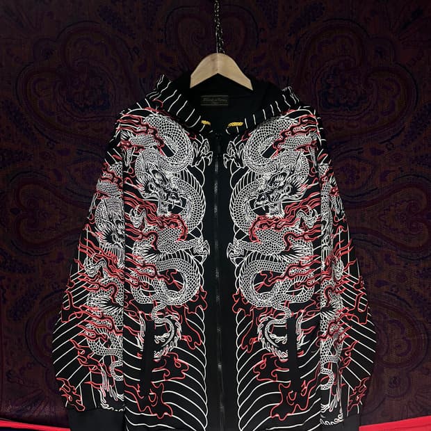 일본 오리엔탈 용프린팅 후드집업